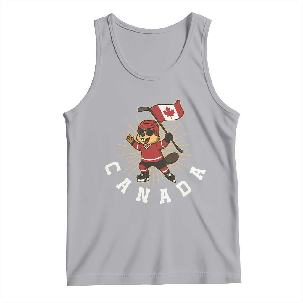 Funny Beaver Playing Ice Hockey With Canada Flag Gift Tank Top - Wonder Print Shop