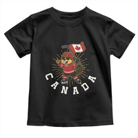 Funny Beaver Playing Ice Hockey With Canada Flag Gift Toddler T Shirt - Wonder Print Shop