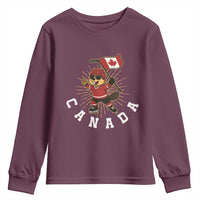 Funny Beaver Playing Ice Hockey With Canada Flag Gift Youth Sweatshirt - Wonder Print Shop