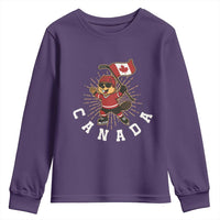 Funny Beaver Playing Ice Hockey With Canada Flag Gift Youth Sweatshirt - Wonder Print Shop