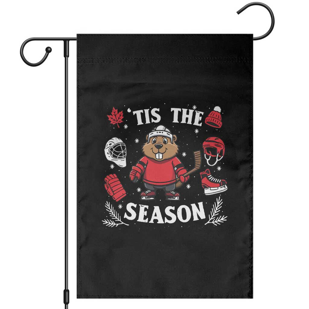 Canadian Ice Hockey Beaver Garden Flag Tis The Season Holiday Gift - Wonder Print Shop