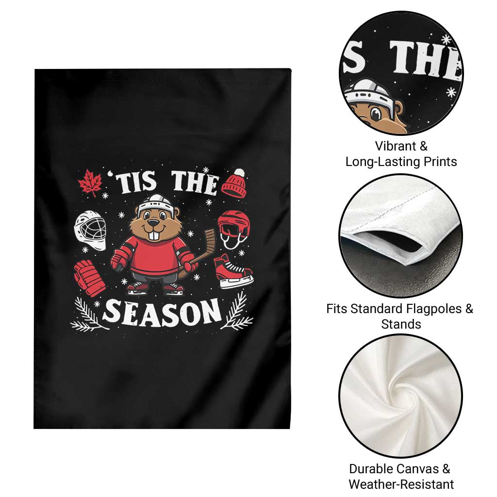 Canadian Ice Hockey Beaver Garden Flag Tis The Season Holiday Gift - Wonder Print Shop
