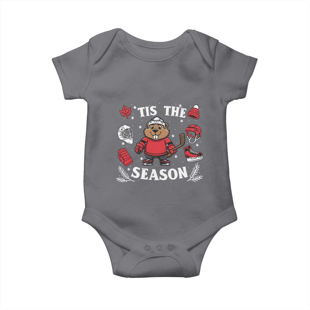 Canadian Ice Hockey Beaver Baby Onesie Tis The Season Holiday Gift - Wonder Print Shop