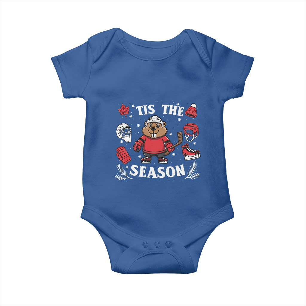 Canadian Ice Hockey Beaver Baby Onesie Tis The Season Holiday Gift - Wonder Print Shop