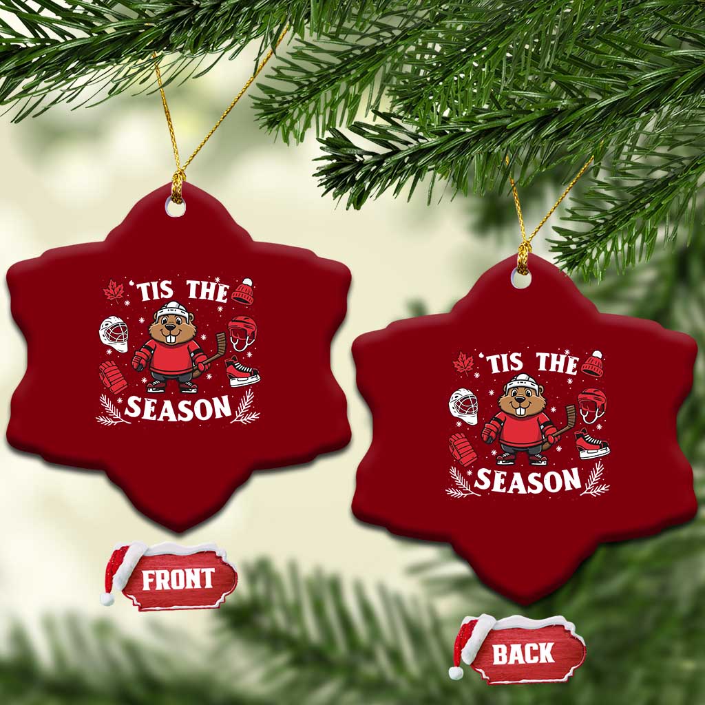Canadian Ice Hockey Beaver Ceramic Ornament Tis The Season Holiday Gift - Wonder Print Shop