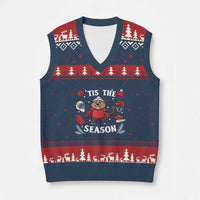 Canadian Ice Hockey Beaver V-Neck Knit Sweater Vest Tis The Season Holiday Gift - Wonder Print Shop
