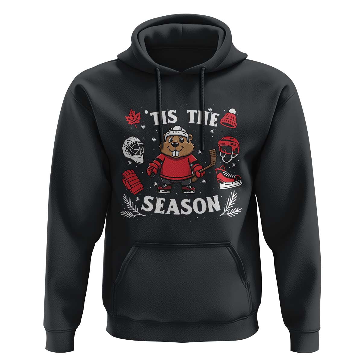 Canadian Ice Hockey Beaver Hoodie Tis The Season Holiday Gift - Wonder Print Shop
