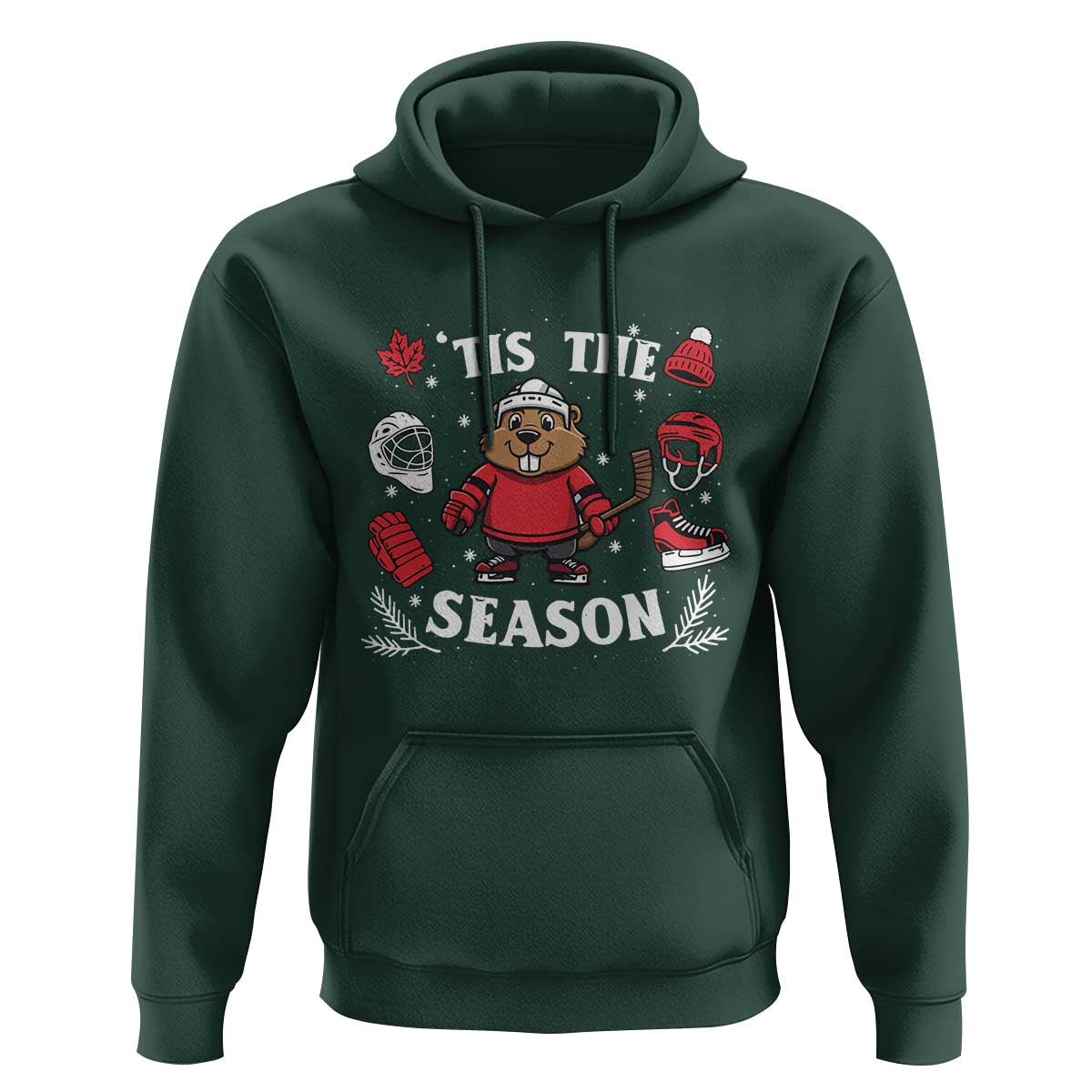 Canadian Ice Hockey Beaver Hoodie Tis The Season Holiday Gift - Wonder Print Shop