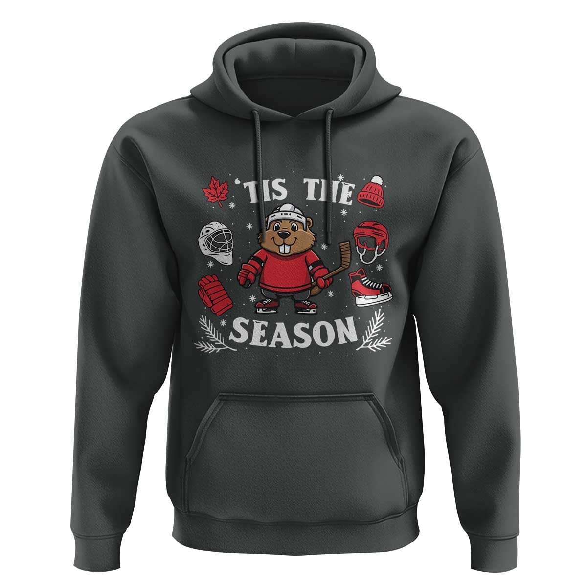 Canadian Ice Hockey Beaver Hoodie Tis The Season Holiday Gift - Wonder Print Shop