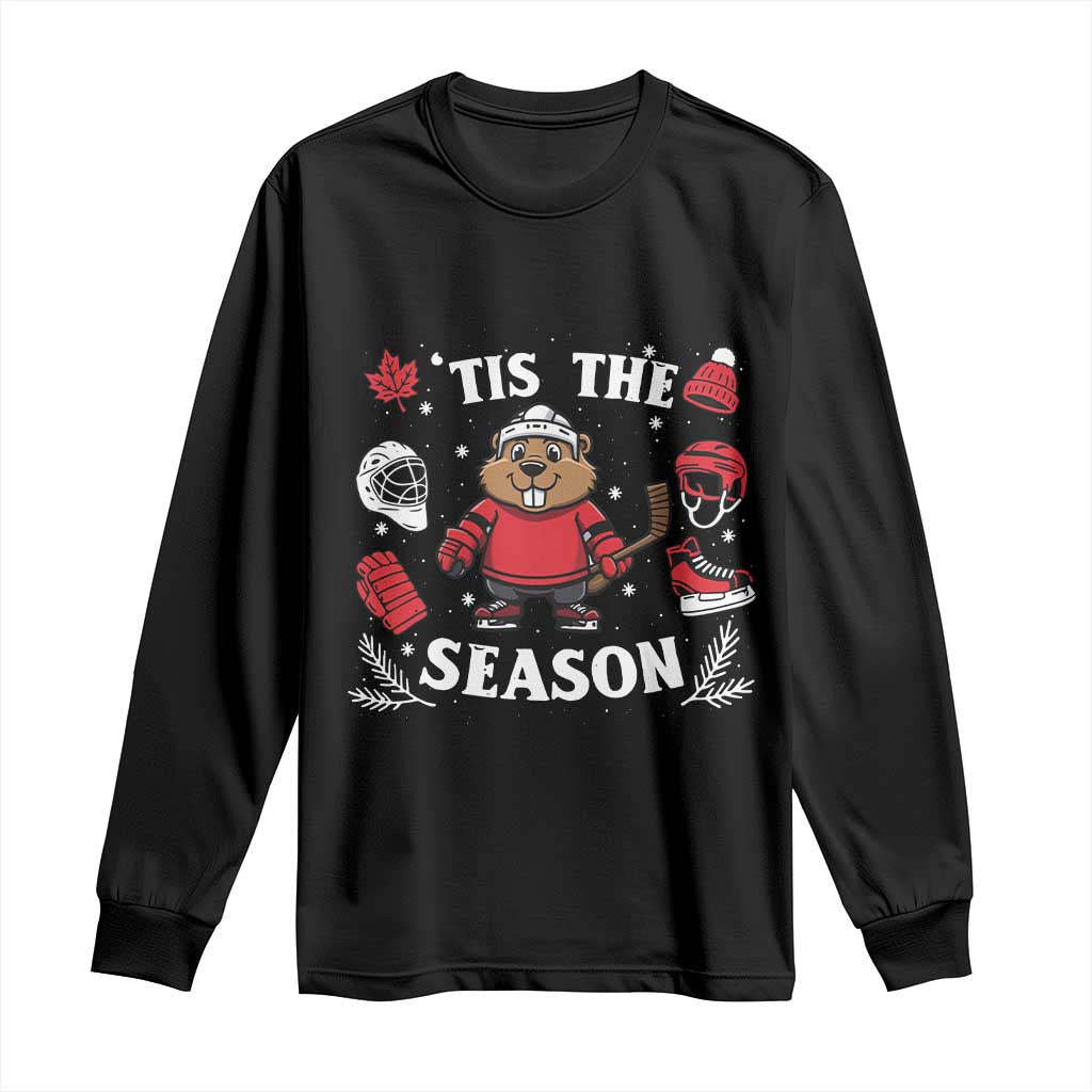 Canadian Ice Hockey Beaver Long Sleeve Shirt Tis The Season Holiday Gift - Wonder Print Shop