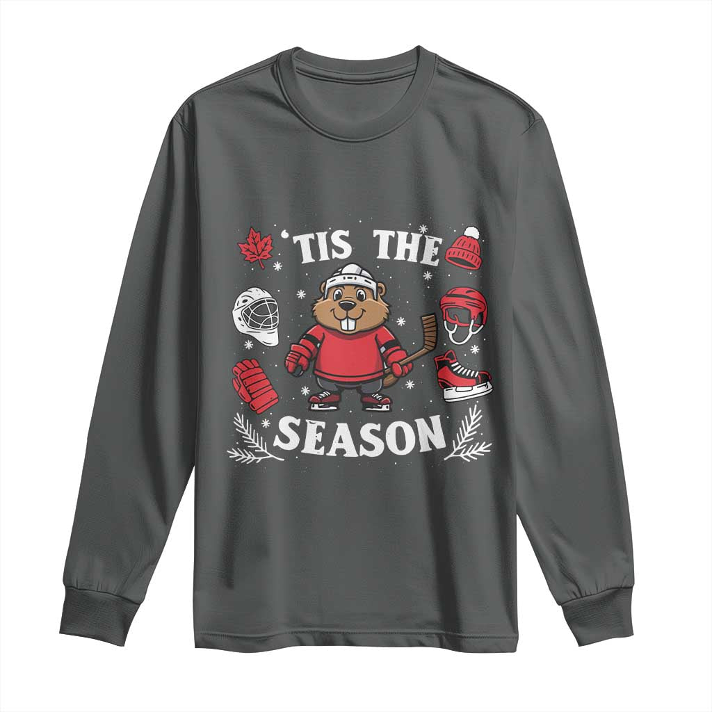 Canadian Ice Hockey Beaver Long Sleeve Shirt Tis The Season Holiday Gift - Wonder Print Shop