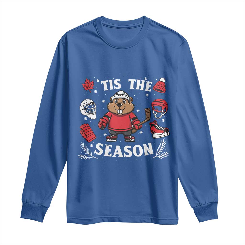 Canadian Ice Hockey Beaver Long Sleeve Shirt Tis The Season Holiday Gift - Wonder Print Shop