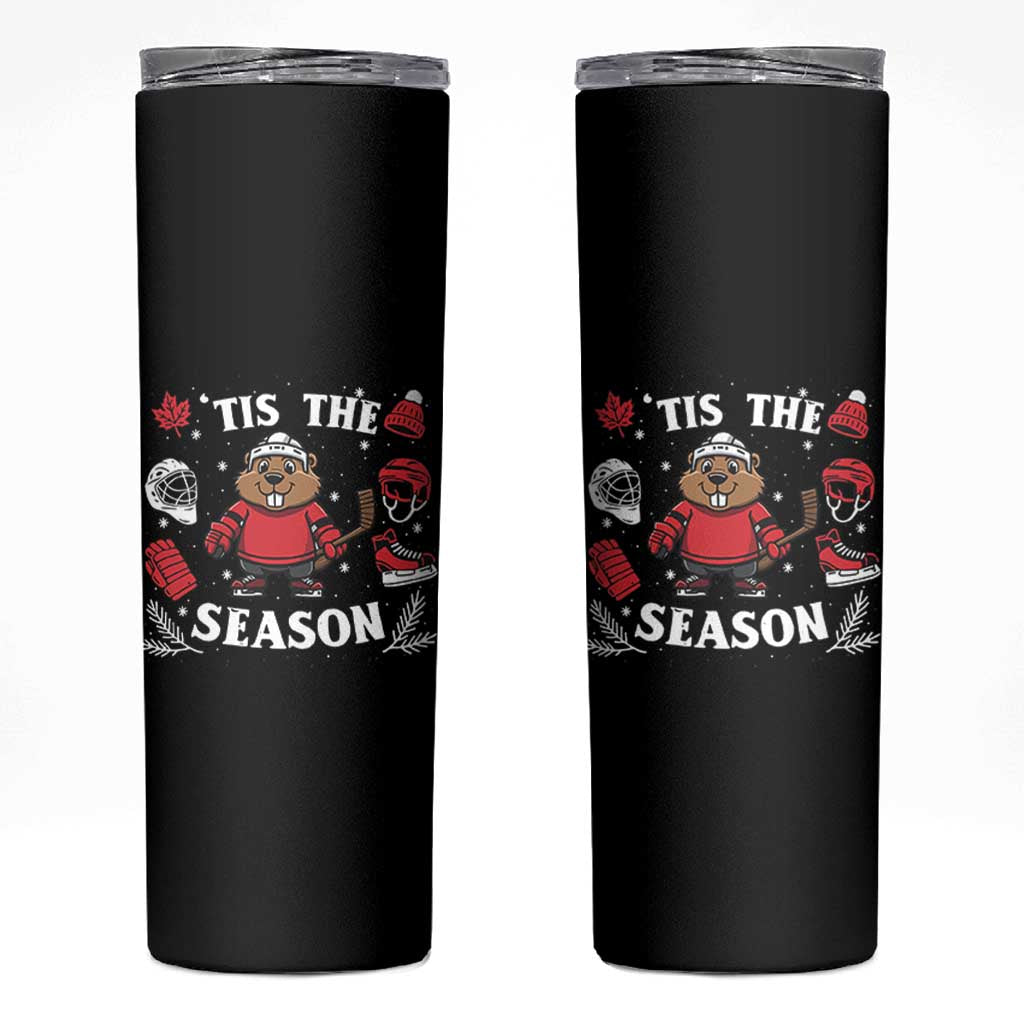 Canadian Ice Hockey Beaver Skinny Tumbler Tis The Season Holiday Gift - Wonder Print Shop
