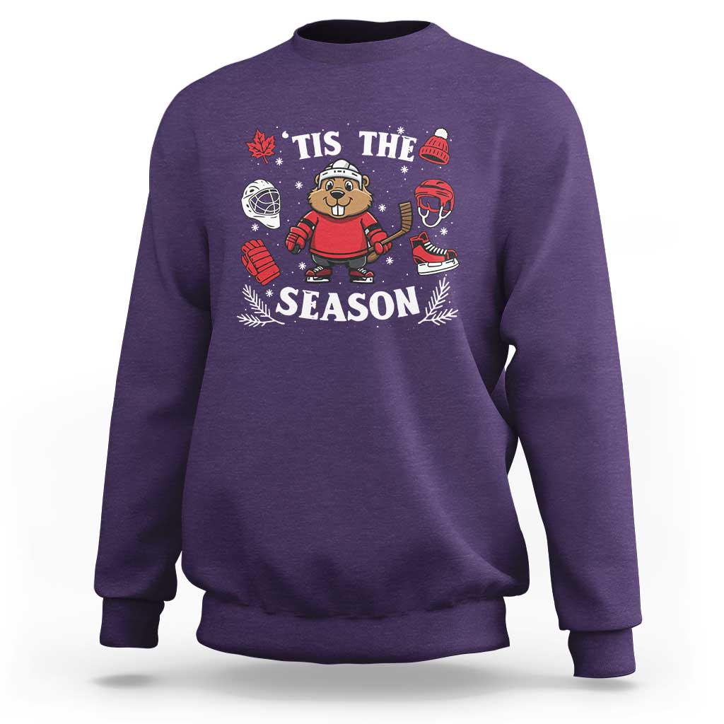 Canadian Ice Hockey Beaver Sweatshirt Tis The Season Holiday Gift - Wonder Print Shop