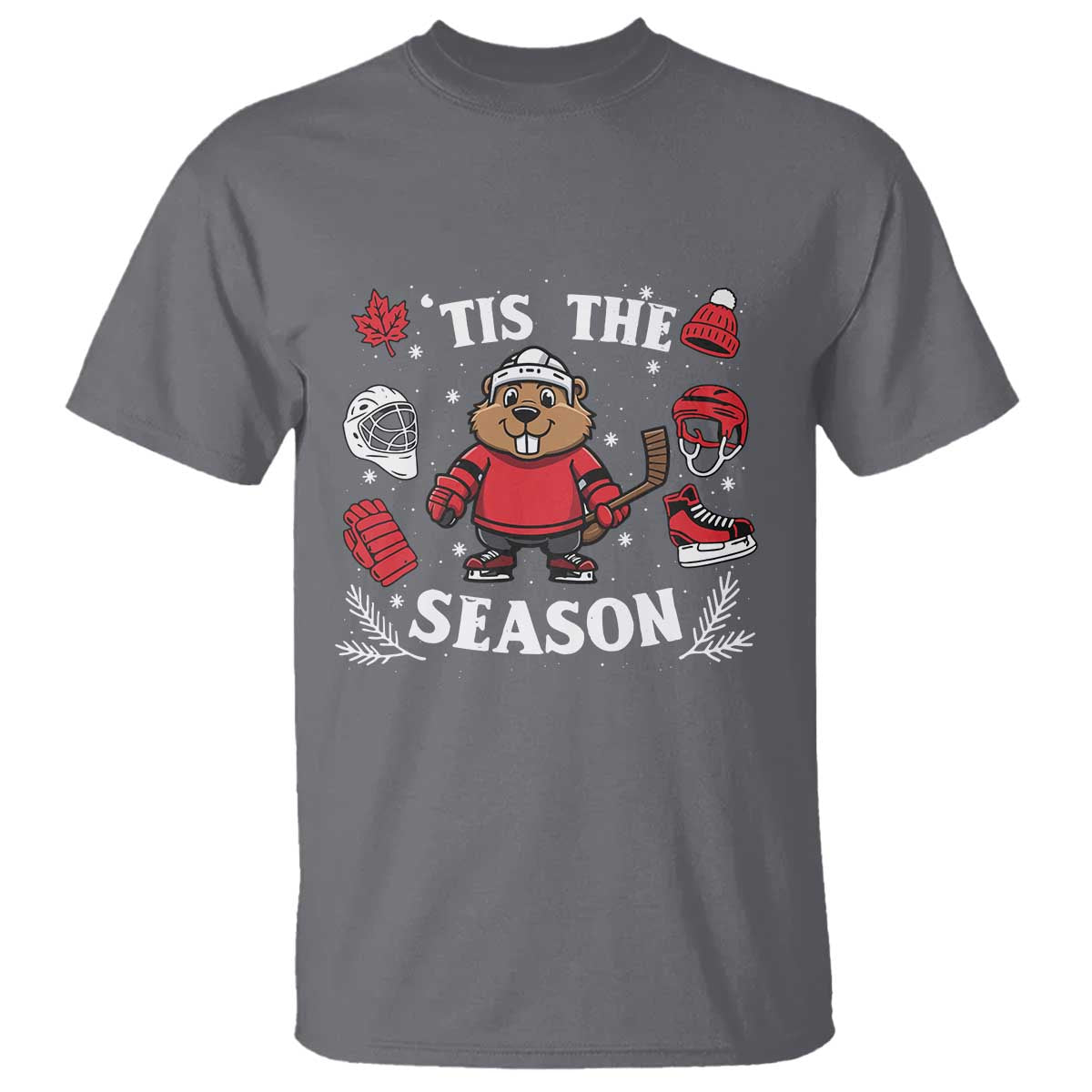 Canadian Ice Hockey Beaver T Shirt Tis The Season Holiday Gift - Wonder Print Shop