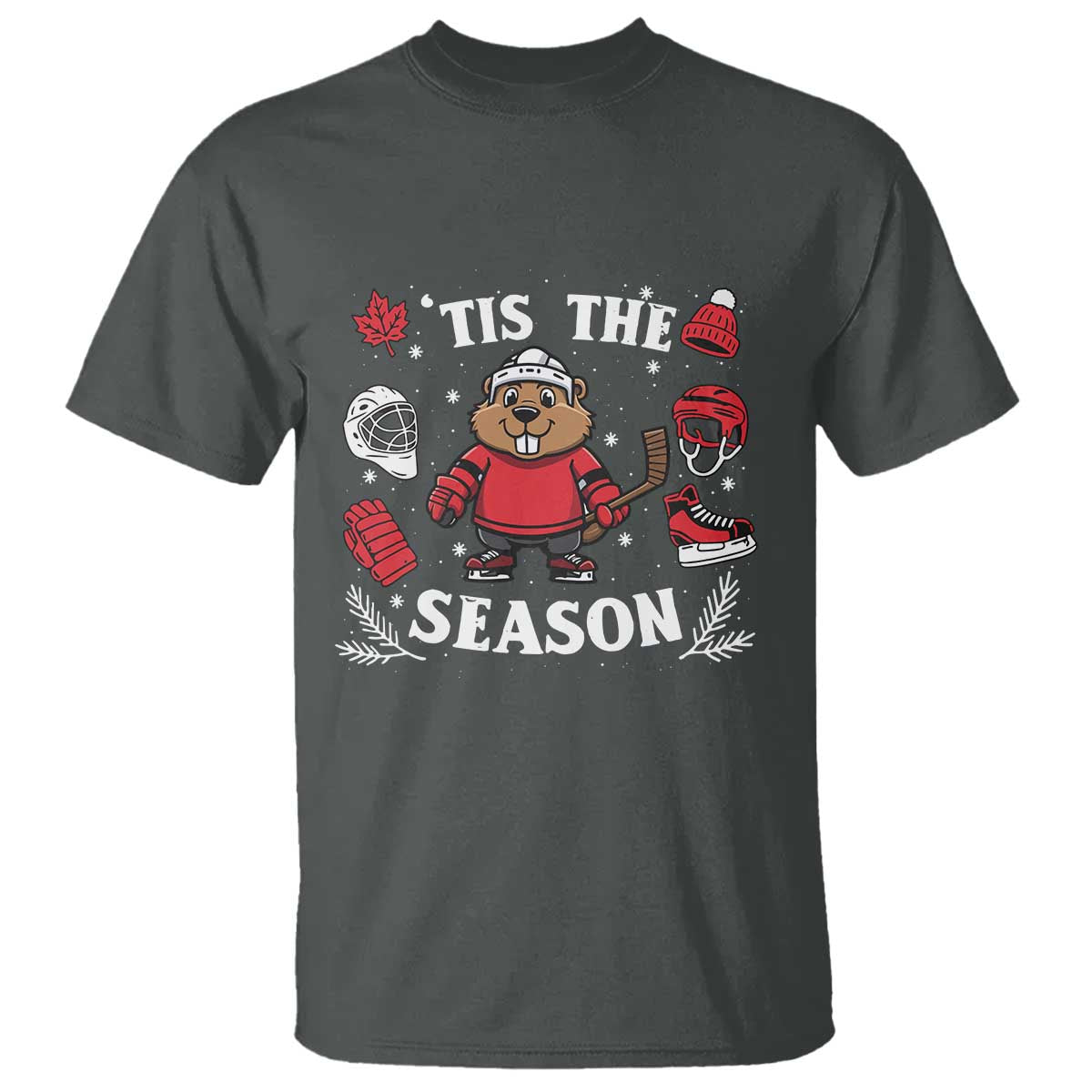 Canadian Ice Hockey Beaver T Shirt Tis The Season Holiday Gift - Wonder Print Shop
