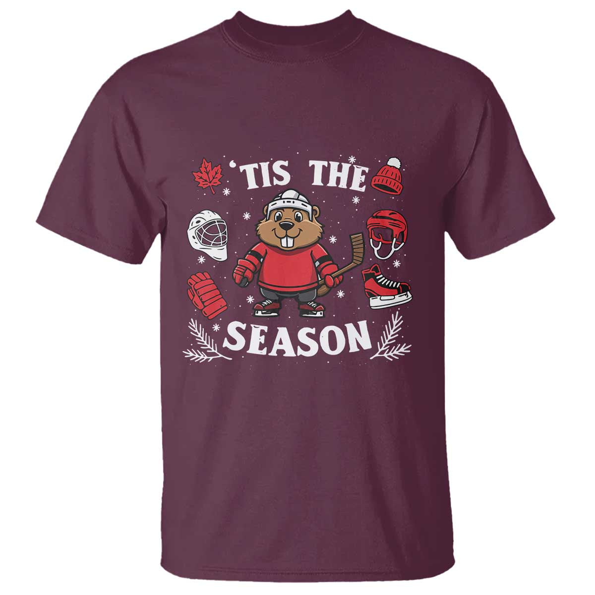 Canadian Ice Hockey Beaver T Shirt Tis The Season Holiday Gift - Wonder Print Shop
