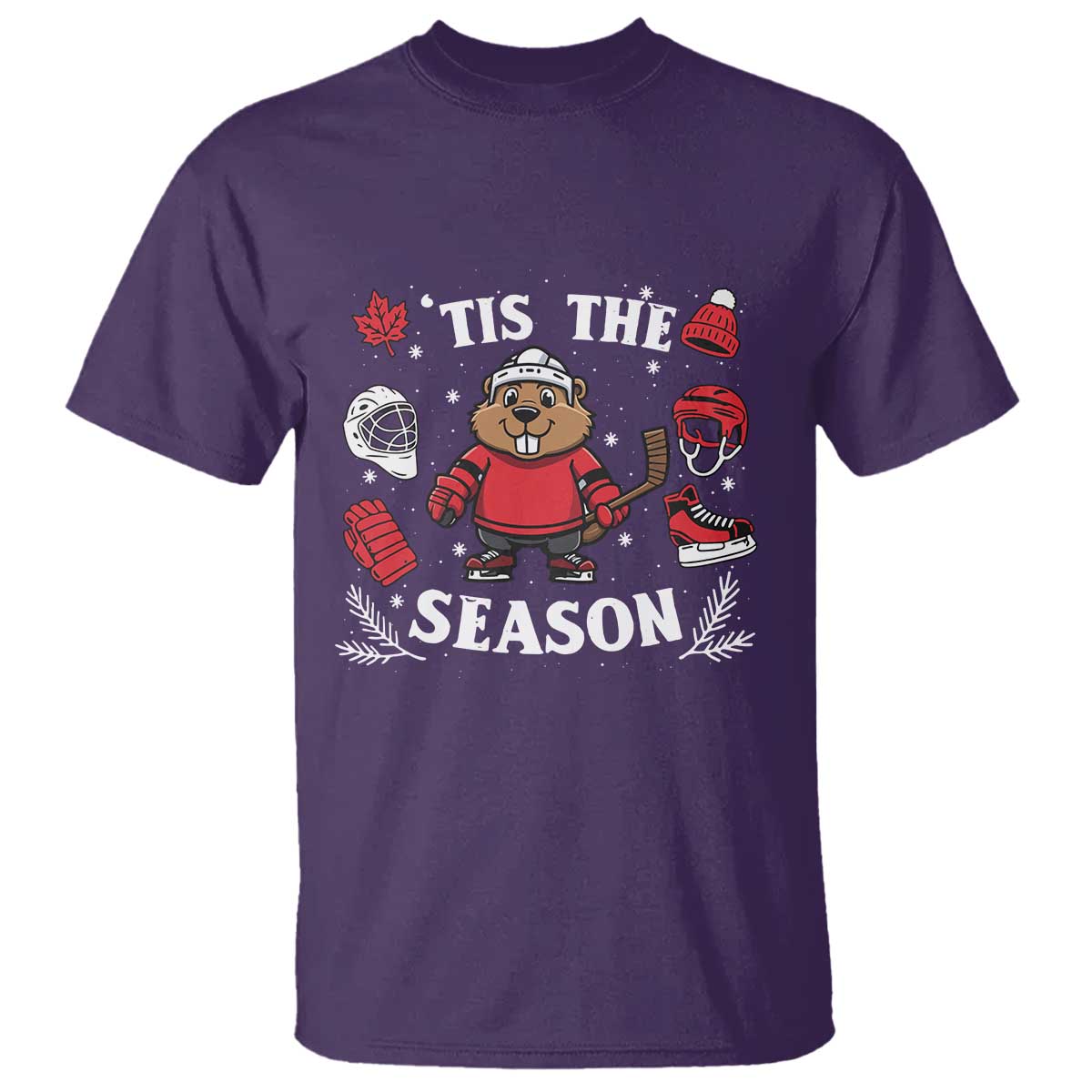 Canadian Ice Hockey Beaver T Shirt Tis The Season Holiday Gift - Wonder Print Shop