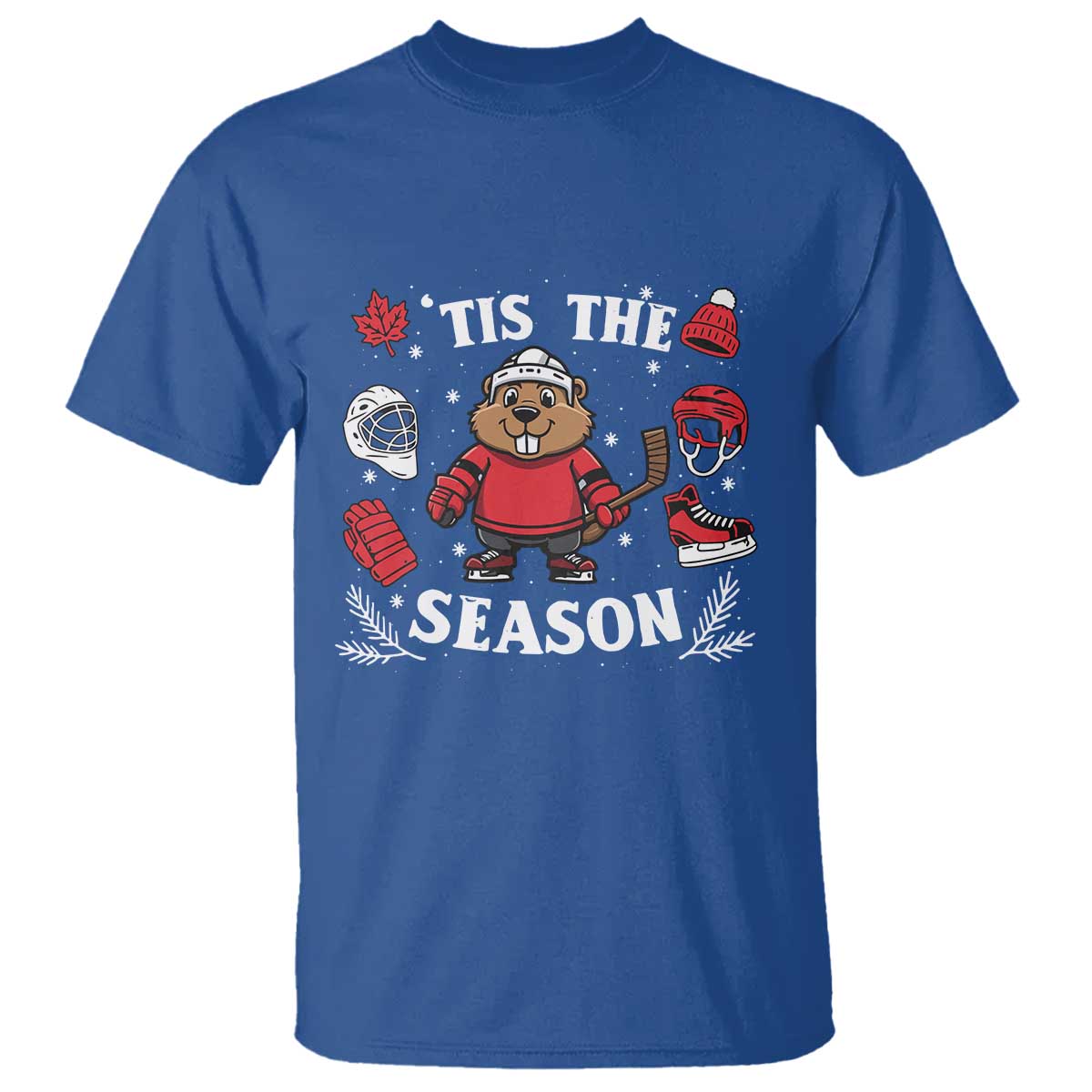 Canadian Ice Hockey Beaver T Shirt Tis The Season Holiday Gift - Wonder Print Shop