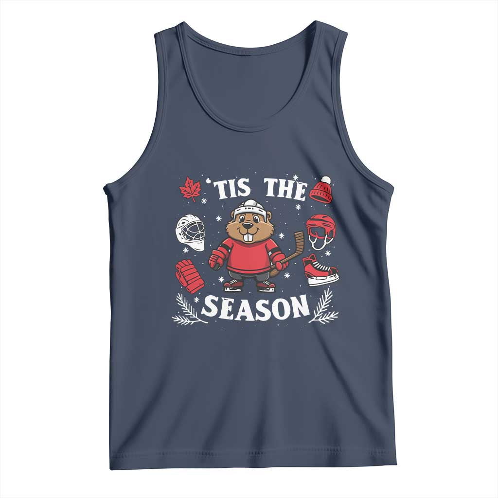 Canadian Ice Hockey Beaver Tank Top Tis The Season Holiday Gift - Wonder Print Shop