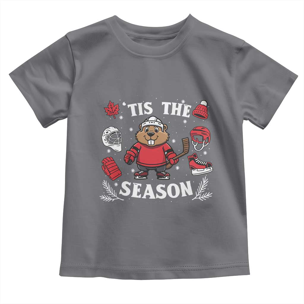 Canadian Ice Hockey Beaver Toddler T Shirt Tis The Season Holiday Gift - Wonder Print Shop