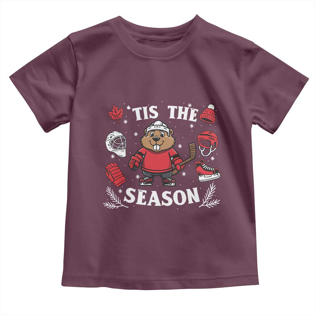 Canadian Ice Hockey Beaver Toddler T Shirt Tis The Season Holiday Gift - Wonder Print Shop