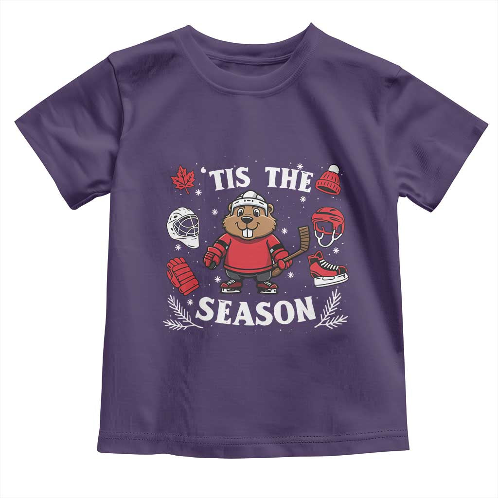 Canadian Ice Hockey Beaver Toddler T Shirt Tis The Season Holiday Gift - Wonder Print Shop