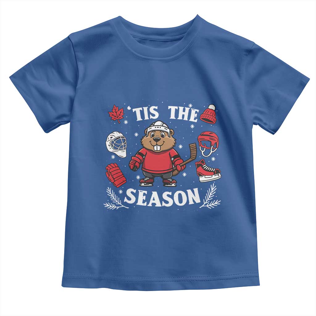 Canadian Ice Hockey Beaver Toddler T Shirt Tis The Season Holiday Gift - Wonder Print Shop
