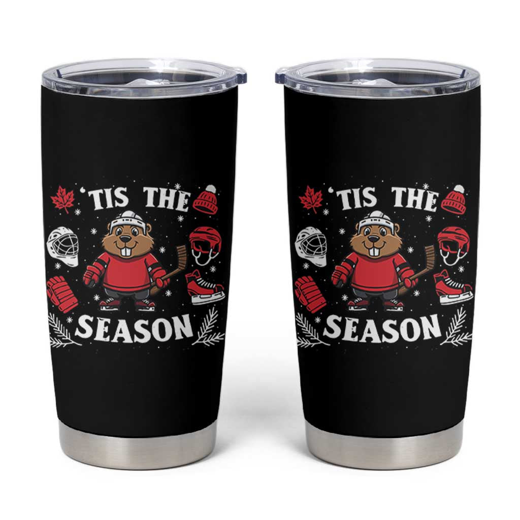 Canadian Ice Hockey Beaver Tumbler Cup Tis The Season Holiday Gift - Wonder Print Shop