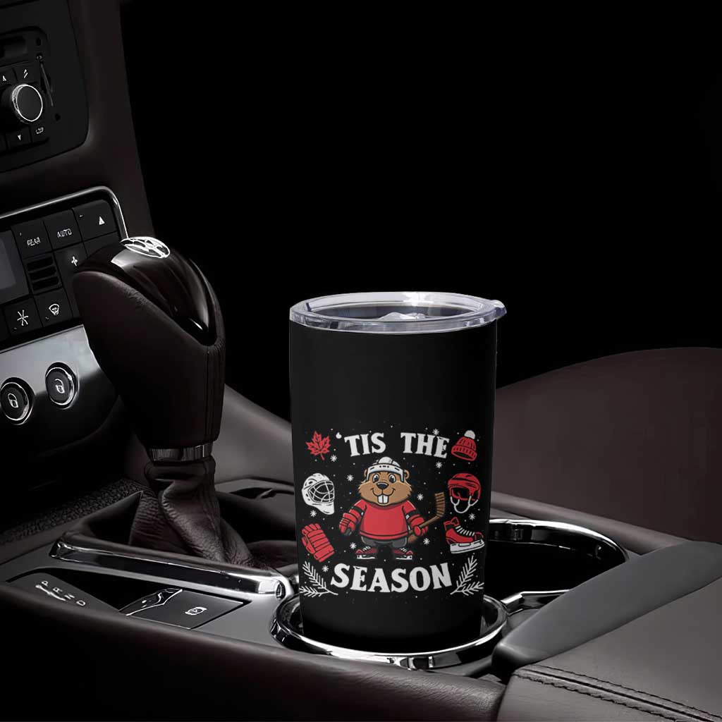 Canadian Ice Hockey Beaver Tumbler Cup Tis The Season Holiday Gift - Wonder Print Shop
