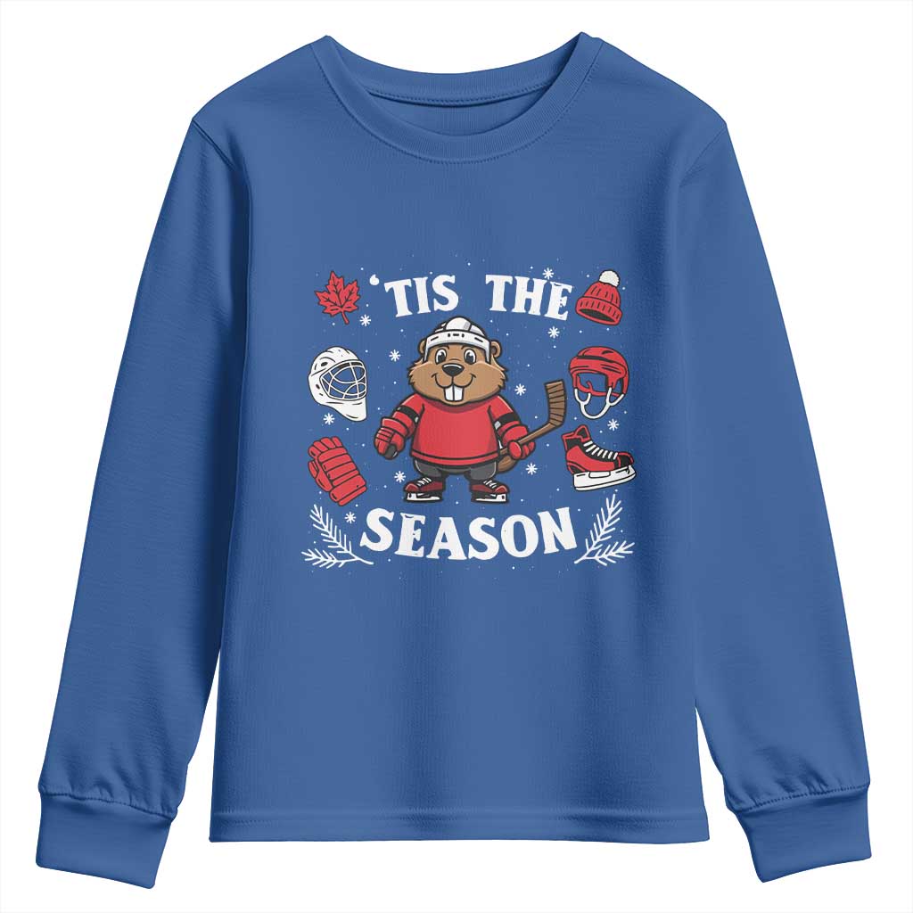 Canadian Ice Hockey Beaver Youth Sweatshirt Tis The Season Holiday Gift - Wonder Print Shop