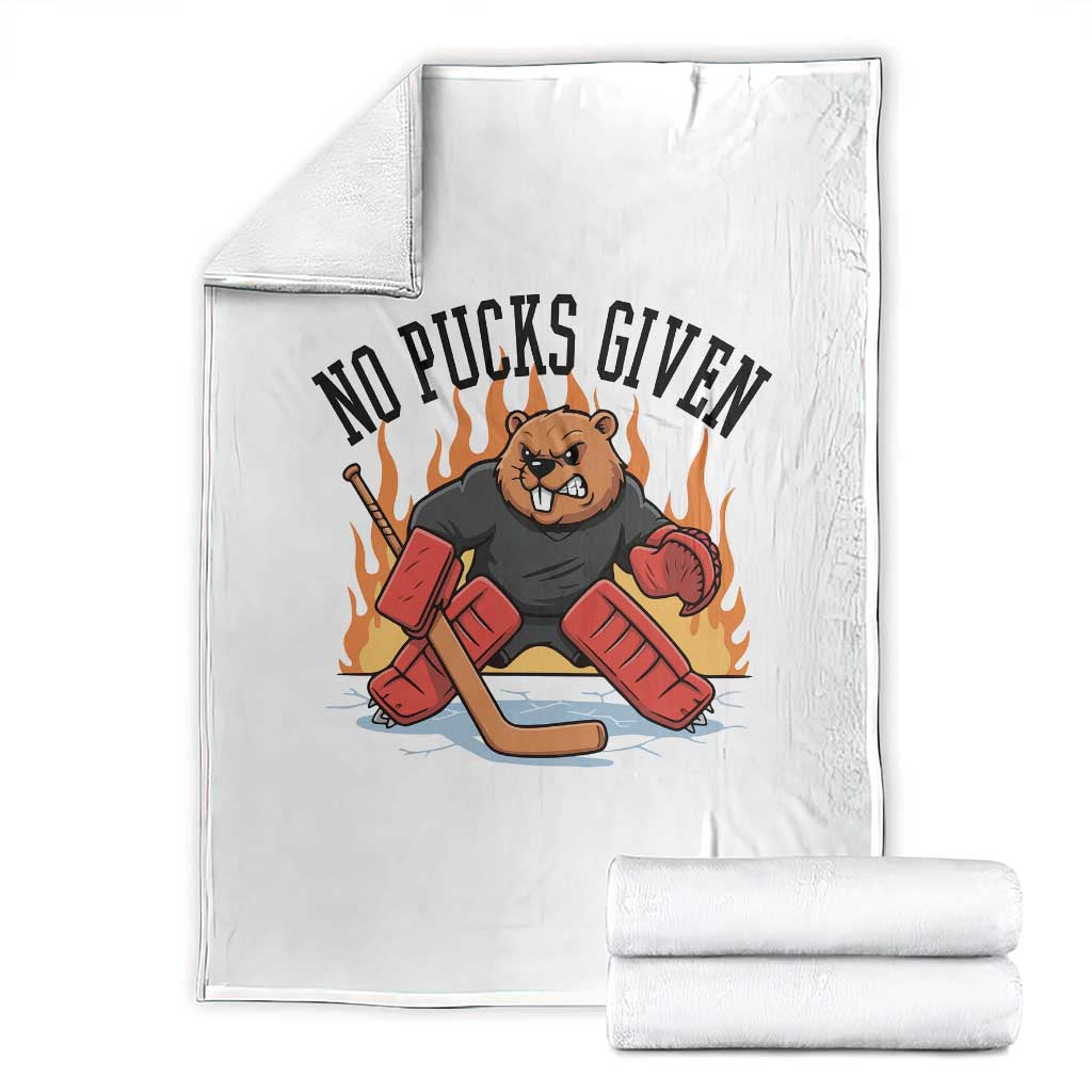 Funny Beaver Ice Hockey Goalie Gift Throw Blanket No Pucks Given - Wonder Print Shop