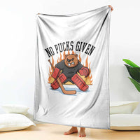 Funny Beaver Ice Hockey Goalie Gift Throw Blanket No Pucks Given - Wonder Print Shop