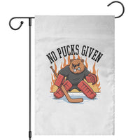 Funny Beaver Ice Hockey Goalie Gift Garden Flag No Pucks Given - Wonder Print Shop