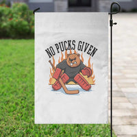 Funny Beaver Ice Hockey Goalie Gift Garden Flag No Pucks Given - Wonder Print Shop