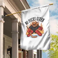 Funny Beaver Ice Hockey Goalie Gift Garden Flag No Pucks Given - Wonder Print Shop