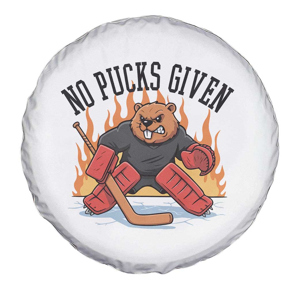 Funny Beaver Ice Hockey Goalie Gift Spare Tire Cover No Pucks Given - Wonder Print Shop