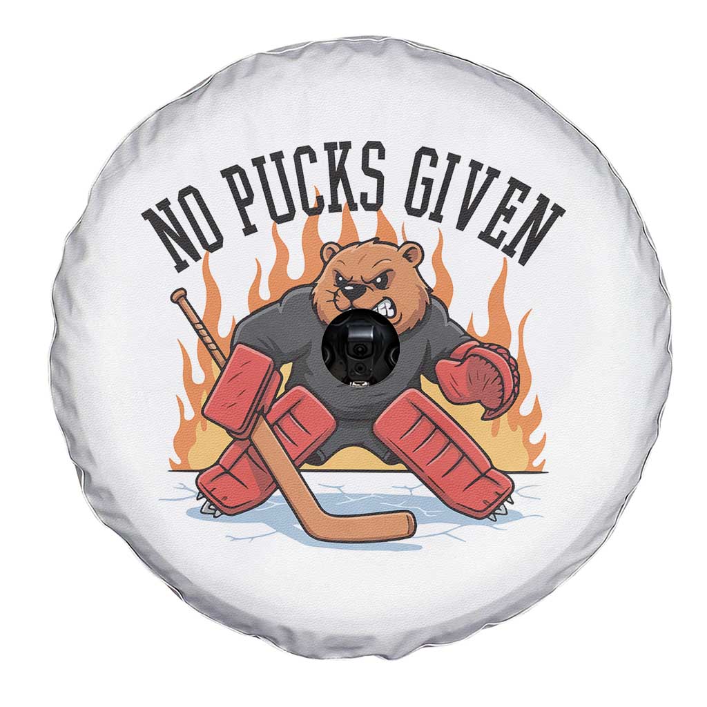 Funny Beaver Ice Hockey Goalie Gift Spare Tire Cover No Pucks Given - Wonder Print Shop
