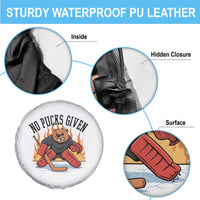 Funny Beaver Ice Hockey Goalie Gift Spare Tire Cover No Pucks Given - Wonder Print Shop