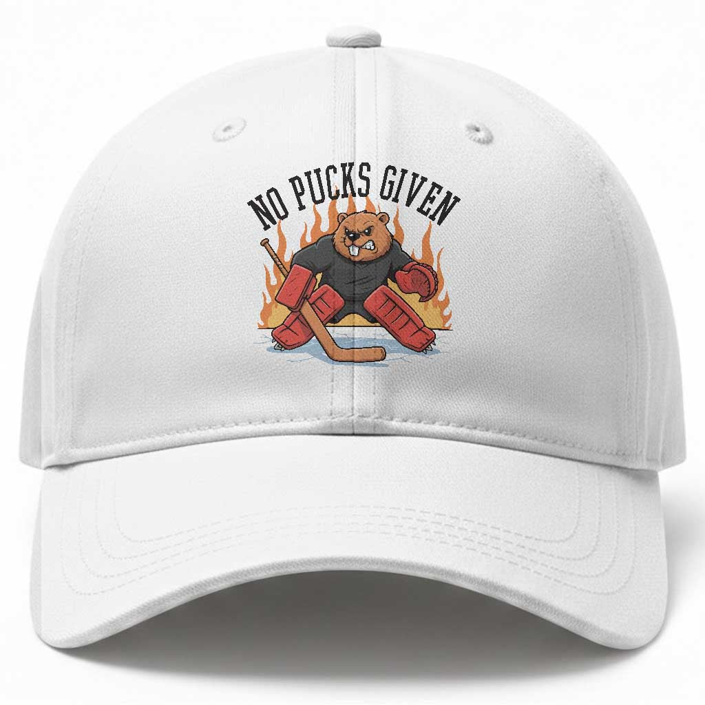 Funny Beaver Ice Hockey Goalie Gift Baseball Cap No Pucks Given