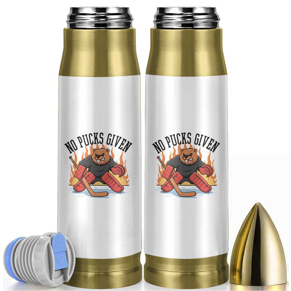 Funny Beaver Ice Hockey Goalie Gift Bullet Tumbler No Pucks Given - Wonder Print Shop