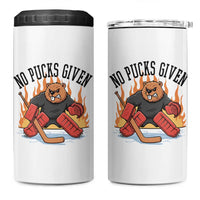 Funny Beaver Ice Hockey Goalie Gift 4 in 1 Can Cooler Tumbler No Pucks Given - Wonder Print Shop