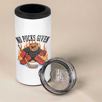 Funny Beaver Ice Hockey Goalie Gift 4 in 1 Can Cooler Tumbler No Pucks Given - Wonder Print Shop