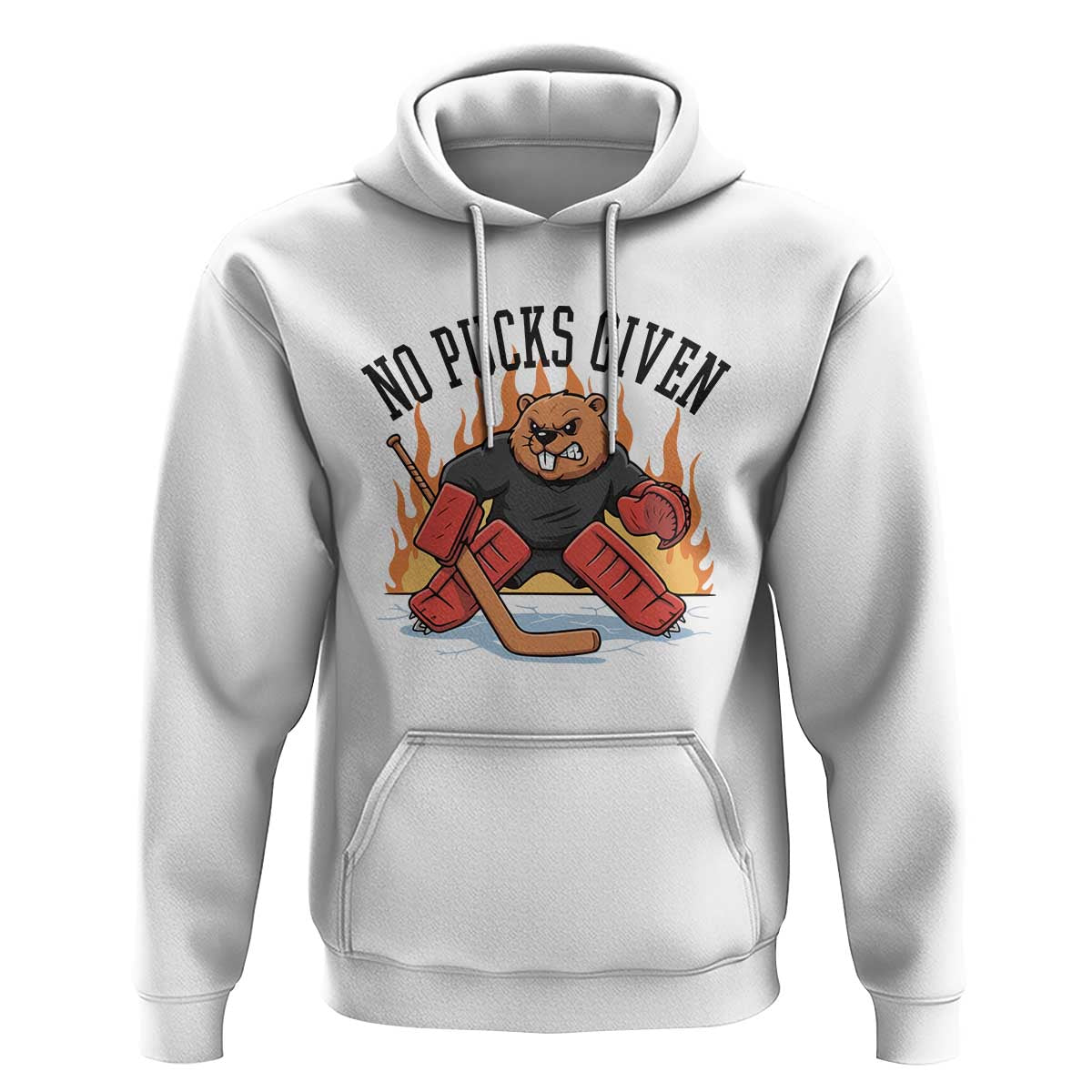 Funny Beaver Ice Hockey Goalie Gift Hoodie No Pucks Given - Wonder Print Shop