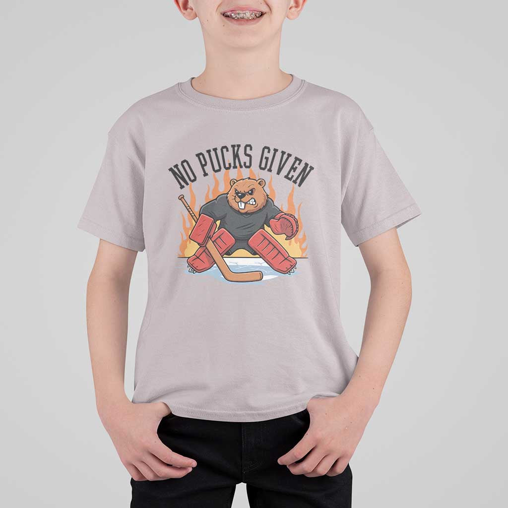 Funny Beaver Ice Hockey Goalie Gift T Shirt For Kid No Pucks Given - Wonder Print Shop