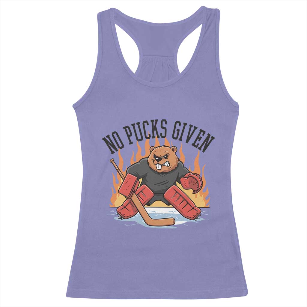 Funny Beaver Ice Hockey Goalie Gift Racerback Tank Top No Pucks Given - Wonder Print Shop