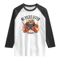 Funny Beaver Ice Hockey Goalie Gift Raglan Shirt No Pucks Given - Wonder Print Shop