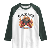 Funny Beaver Ice Hockey Goalie Gift Raglan Shirt No Pucks Given - Wonder Print Shop