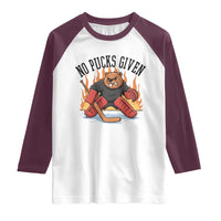 Funny Beaver Ice Hockey Goalie Gift Raglan Shirt No Pucks Given - Wonder Print Shop