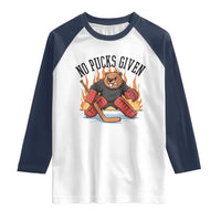 Funny Beaver Ice Hockey Goalie Gift Raglan Shirt No Pucks Given - Wonder Print Shop